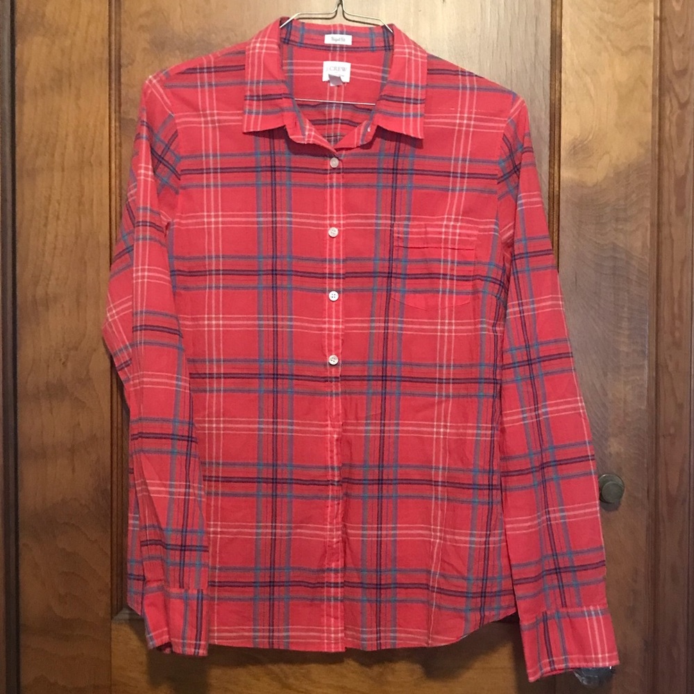 J Crew “Perfect Fit” plaid button down shirt. Gently used condition!